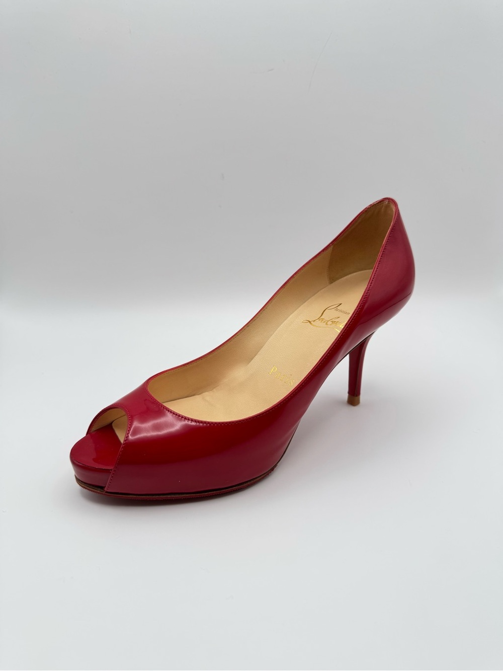 Christian Louboutin Red Patent Leather Peep Toe Platform Pumps Heels EU 36 - Picture 2 of 7